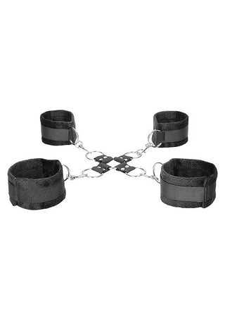 Ouch! Black & White Velcro Hogtie With Hand and Ankle Cuffs