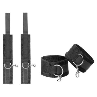 Ouch! Black & White Velcro Hogtie With Hand and Ankle Cuffs