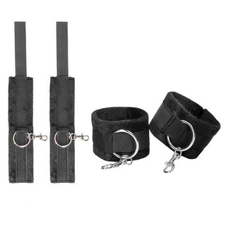 Ouch! Black & White Velcro Hogtie With Hand and Ankle Cuffs