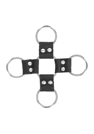Ouch! Black & White Velcro Hogtie With Hand and Ankle Cuffs