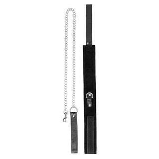 Ouch! Black & White Velcro Collar With Leash And Hand Cuffs