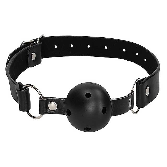 Ouch! Black & White Breathable Ball Gag With Nipple Clamps