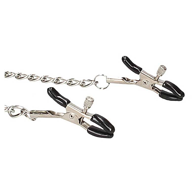 Ouch! Black & White Breathable Ball Gag With Nipple Clamps