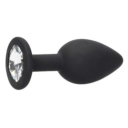 Ouch! Black & White Silicone Butt Plug with Removable Jewel