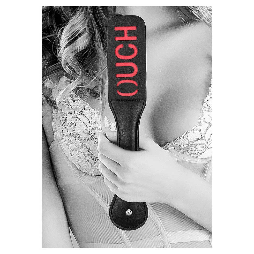 Ouch! Black & White OUCH Bonded Leather Paddle