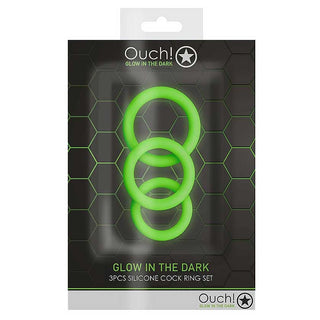 Ouch! Glow in the Dark 3 Piece Penis Ring Set