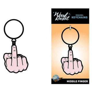 Wood Rocket Middle Finger Keychain