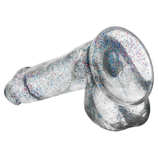 Naturally Yours Realistic Glitter Clear 6" Dildo with Balls and Suction Cup