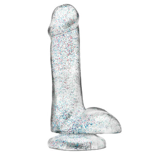 Naturally Yours Realistic Glitter Clear 6" Dildo with Balls and Suction Cup