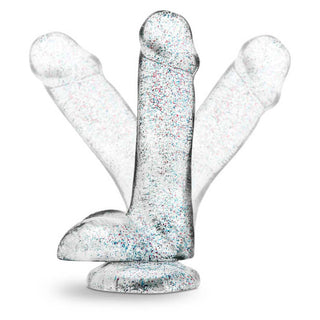 Naturally Yours Realistic Glitter Clear 6" Dildo with Balls and Suction Cup