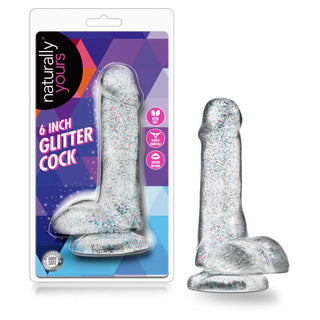 Naturally Yours Realistic Glitter Clear 6" Dildo with Balls and Suction Cup