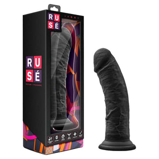 Ruse Jammy Realistic Curved G-Spot Black 8" Dildo with Suction Cup