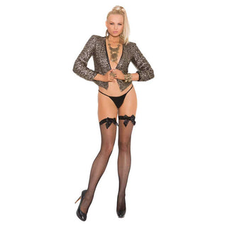 Elegant Moments Fishnet Thigh High with Satin Bow