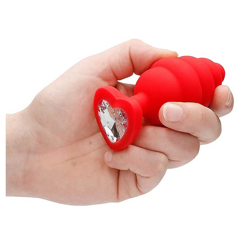 Ouch! Extra Large Ribbed Diamond Heart Plug