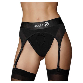 Ouch! Vibrating Strap-on Thong with Adjustable Garters