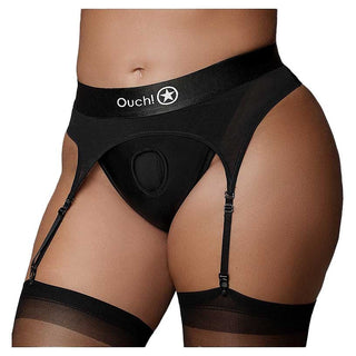 Ouch! Vibrating Strap-on Thong with Adjustable Garters