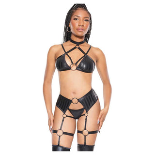 Coquette Halter Top & Crotchless Garter Panty