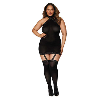 Dreamgirl Sheer Garter Bodystocking with Thigh High Stockings