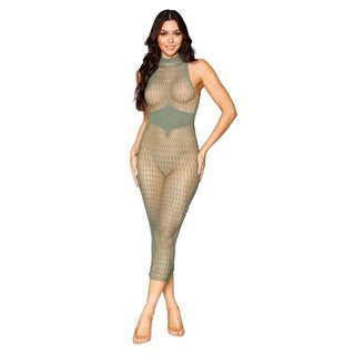 Dreamgirl Seamless Geometric Fence Net Design Bodystocking Gown