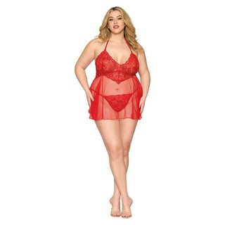 Dreamgirl Poinsettia Diamond Babydoll & G-String Set