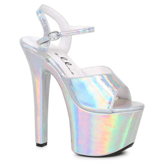 Ellie Shoes 711-Lola 7" Heel Pointed Stiletto Sandal with Metallic Platform & Upper