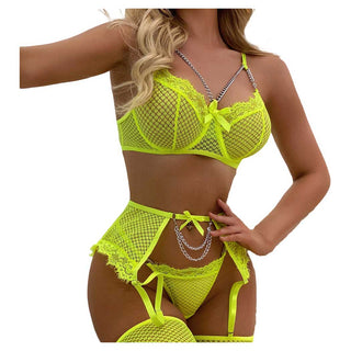 Sunset Intimates Bra, Thong and Garter 3-Piece Set