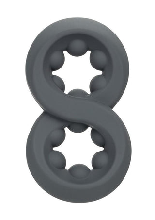 Alpha Liquid Silicone Beaded Crazy 8 Cock Ring - Gray/Grey