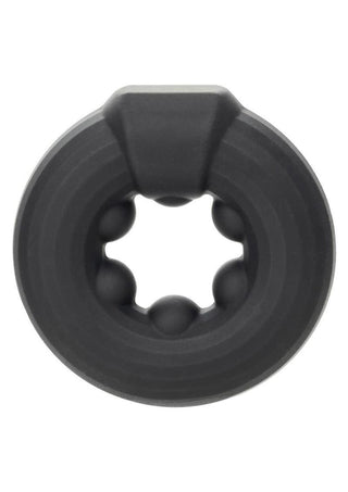 Alpha Liquid Silicone Beaded Optimum Cock Ring - Black