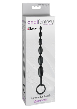 Anal Fantasy Collection Silicone First Time Fun Beads - Black - 8.25in