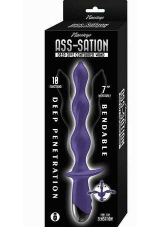 Ass-Sation Deep Dive Contoured Wand Rechargeable Silicone Anal Probe - Purple