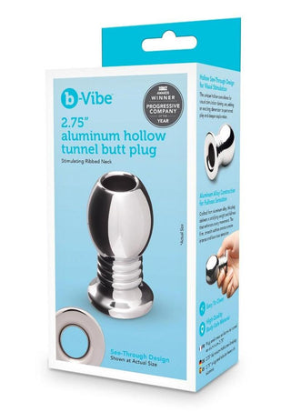 B-Vibe Aluminum Hollow Tunnel Butt Plug - Silver - 2.75in