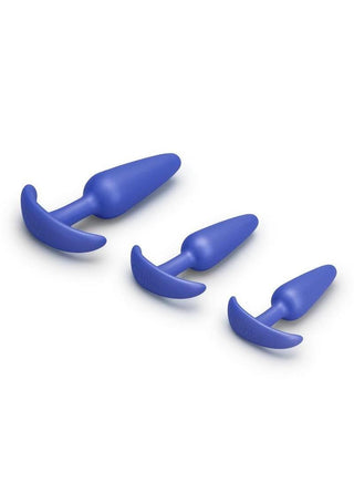 B-Vibe Butties Beginner Booty Bundle Silicone Anal Plug - Blue - 3 Piece/Set