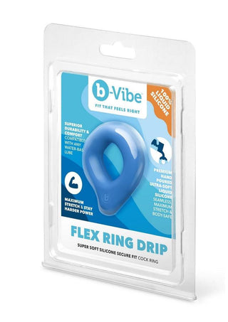B-Vibe Flex Ring Drip Silicone Cock Ring - Blue