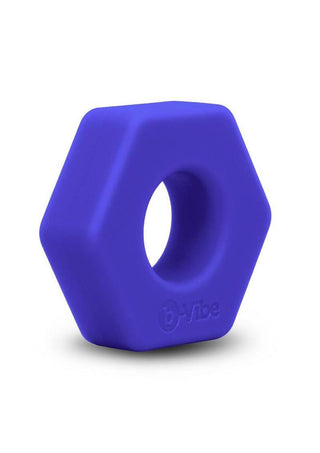 B-Vibe Flex Ring Hex Silicone Cock Ring - Blue