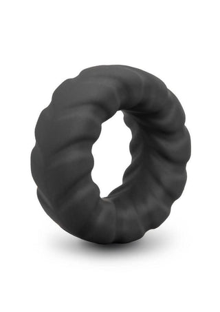 B-Vibe Flex Ring Tread Silicone Cock Ring - Black