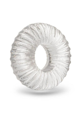 B-Vibe Stretch Tech Swirl Ultra Stretchy Cock Ring - Clear