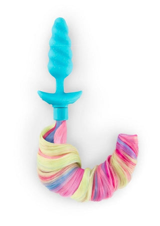 B-Vibe Unicorn Vibrating Plug with Tail - Rainbow