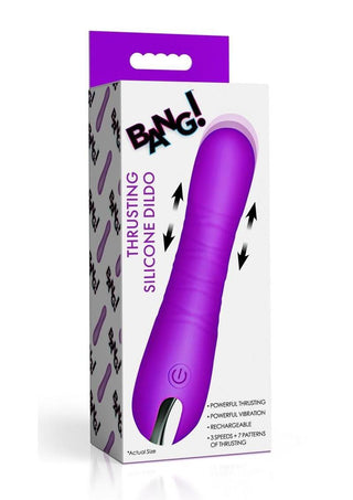 Bang! Thrusting Rechargeable Silicone Vibrator - Purple