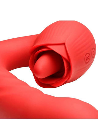 Bloomgasm Boom Bloom Thrusting and Licking Rechargeable Silicone Rose Vibrator