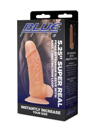 Blueline Super Real Penis Silicone Extension Sleeve with Ball Constriction Loop - Vanilla - 5.25in