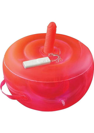 Bouncy Banger Inflatable Cushion with Wire Controller Vibrating Silicone Dildo - Red