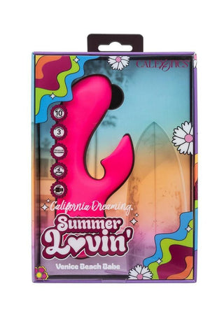 California Dreaming Summer Lovin' Venice Beach Babe Rechargeable Silicone Dual Stimulating Vibrator - Pink