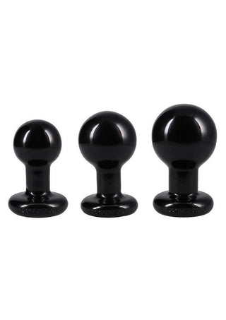 Classic Round Butt Plug - Black - 3 Piece/Set