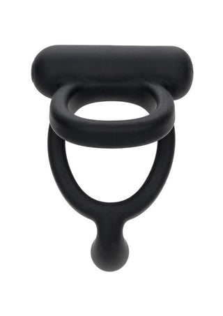 Closer Intimate Rechargeable Silicone Dual Cock Ring Caress - Black
