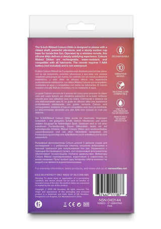Colours Ribbed Rechargeable Silicone Vibrating Dildo with Remote Control