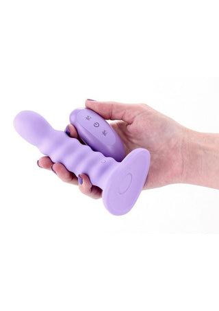 Colours Ribbed Rechargeable Silicone Vibrating Dildo with Remote Control