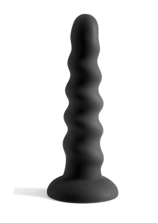 Colours Twist Silicone Dildo with Suction Cup - Black - 6.5in