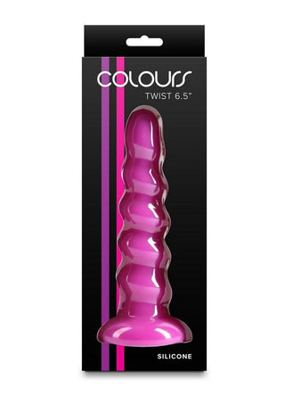 Colours Twist Silicone Dildo with Suction Cup - Purple - 6.5in