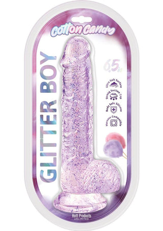 Cotton Candy Glitter Boy Silicone Dildo 6.5in - Lavender - Purple