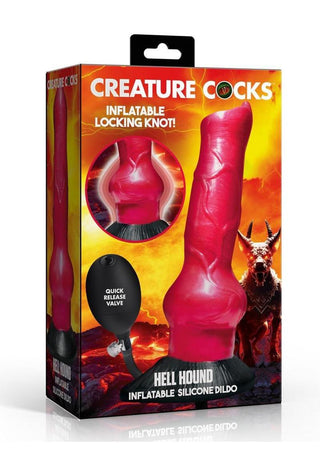 Creature Cocks Hell Hound Inflatable Silicone Dildo - Black/Red